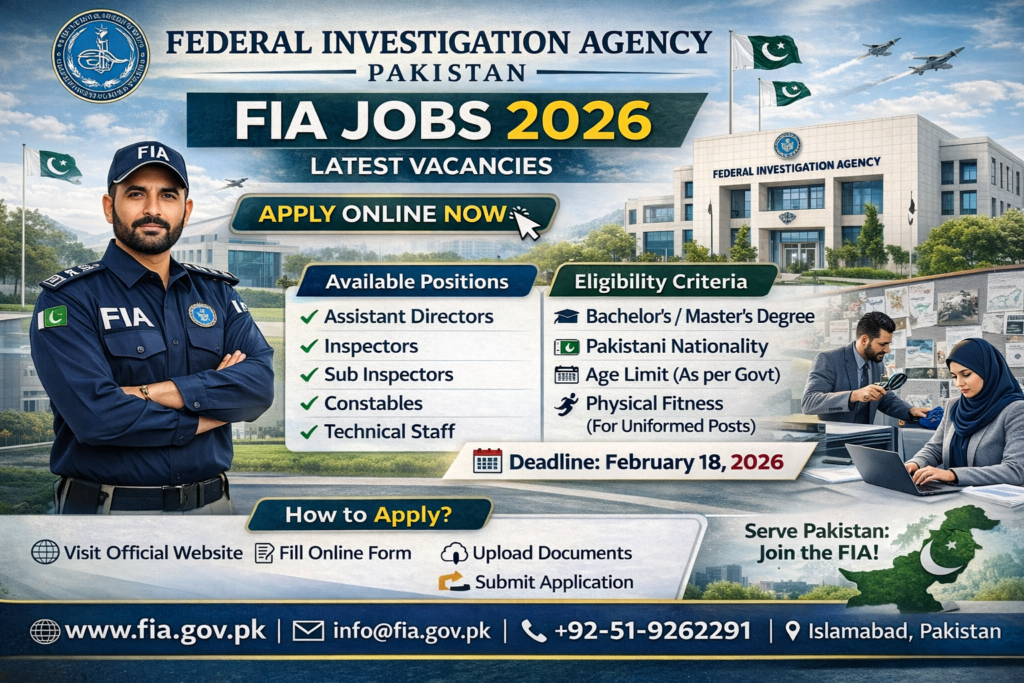 Federal Investigation Agency FIA Jobs 2026